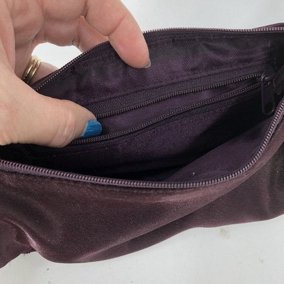 Mini Satin Evening Bags Lot of 2 Black Liz Claiborne Wine Rhinestone Buckles - Picture 3 of 15